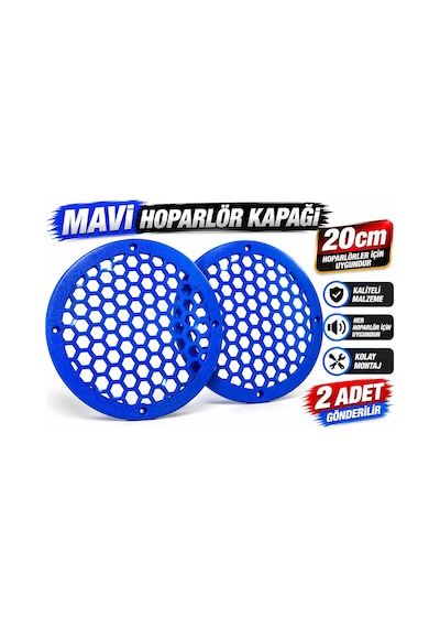 Mavi 20cm Hoparlör Kapağı - Mavi Kaliteli Plastik Midrange Hoparlör Kapak 20 Cm - 2 Adet