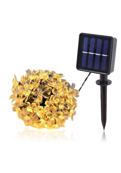 50 Led Li 7 Metre Sarı Çiçek Şöleni Solar Bahçe Süsleme Ledi -8 Farklı Mod- Güneş Enerjili Led Işık