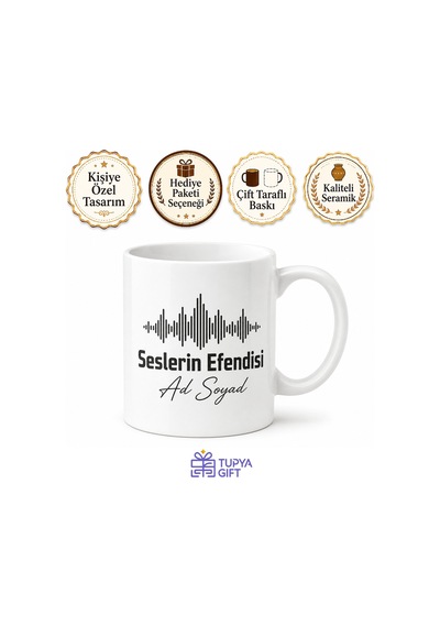 Seslerin Efendisi Ses Mühendisi İsimli Kupa Bardak Hediye Beyaz / Çok Renkli