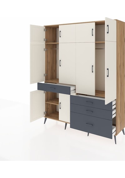 Hyperion Gardrop 5 Raflı 4 Çekmeceli 2 Askılı 176x44x221 Çam-aytaşı/antrasit Aytaşı/antrasit Hyperion Gardrop 5 Raflı 4 Çekmeceli 2 Askılı 176x44x221 Çam-aytaşı/antrasit Aytaşı/antrasit