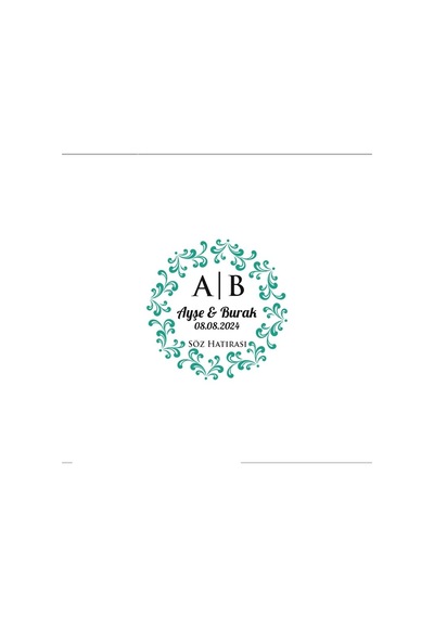 Çiçek Desenli Kare Mühür Kına Nişan Düğün 3x3 Cm Özel Etiket / 50 Adet Sticker Beyaz