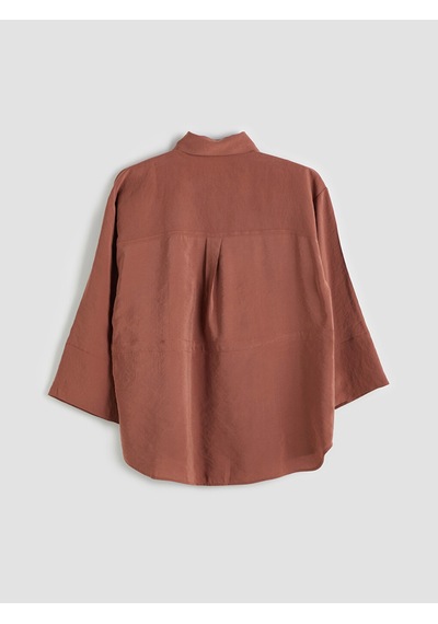 Lcwaıkıkı Classic Kahverengi Oversize Modal Karışımlı Kadın Gömlek