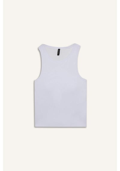 Defacto Slim Fit Dar Kesim Basic Düz Halter Yaka Fitilli Kaşkorse Pedli Atlet G0843ax25auwt36 Beyaz