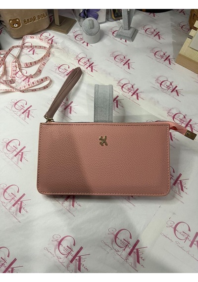 Gk Gamzelirenklerim Luxury Fashıon&accessorıes El Askılı Büyük Cüzdan Premium Kalite Suni Deri Pudra