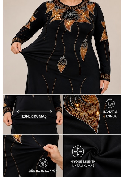 Cedy Denim Cedy Denım-kadın Premium Viskon Taş Detaylı Likralı Uzun Kollu Özel Gün Elbisesi M1 Siyah Cedy Denim Cedy Denım-kadın Premium Viskon Taş Detaylı Likralı Uzun Kollu Özel Gün Elbisesi M1 Siyah