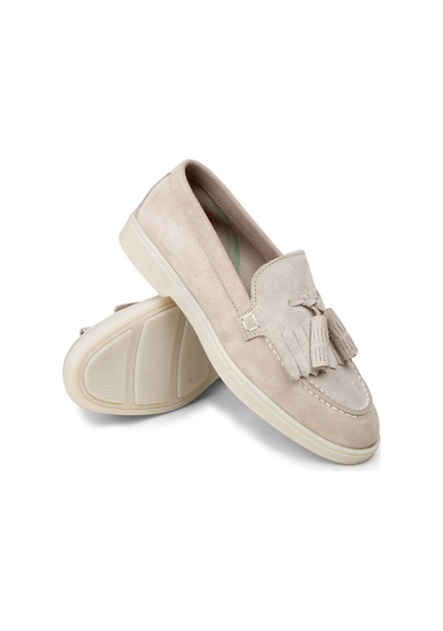 Deery Kadın Hakiki Süet Gri Püsküllü Loafer - 02042zgrıc01