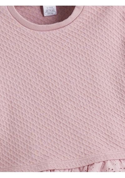LC Waikiki Lcw Baby Pembe Dantel Detaylı Kız Bebek Sweatshirt Ve Tayt Dusty Rose