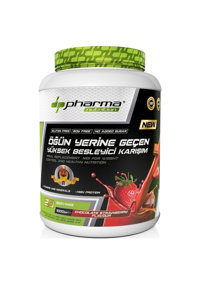 Proteinli Öğün Tozu Öğün Yerine Geçen Besleyici Shake Çikolata Çilek Aromalı 20 Servis 1000 Gr