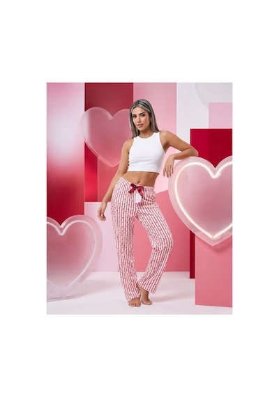 Aura Collections Kadın Viskon Pamuklu Pijama Altı Soft Örme Mevsimlik Ev Pantolonu Pembe