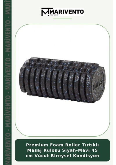 Premium Foam Roller Tırtıklı Masaj Rulosu Siyah-mavi 45 Cm Vücut Bireysel Kondisyon Siyah - Mavi