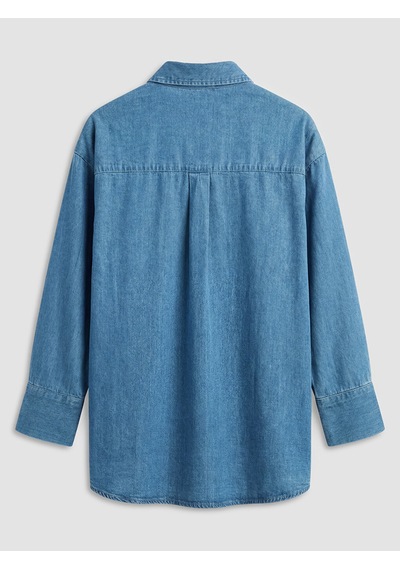 Lcw Modest İndigo Kadın Jean Gömlek Tunik