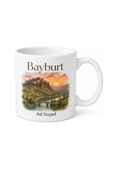 Bayburt Şehir Hatırası Fotoğraflı Kupa Bardak Hediye Porselen Mug Beyaz / Çok Renkli