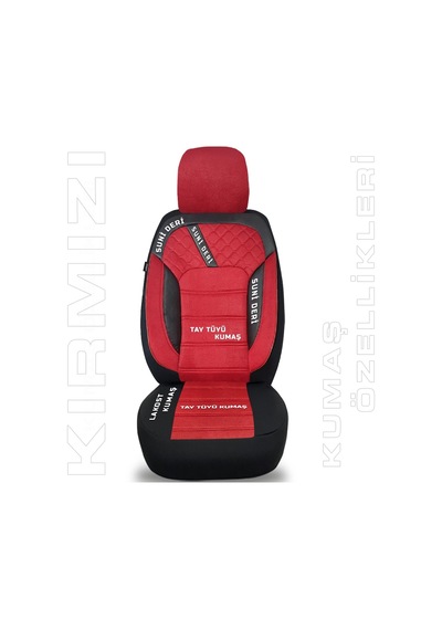 Pandami Oto Koltuk Kılıfı, Tam Set, Tay Tüyü / Kırmızı
