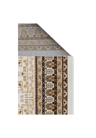 Eko Halı Sateen Afghan 03 Beige Premium Yıkanabilir Afgan Desenli Kaymaz Taban İnce Dokuma Halı Bej