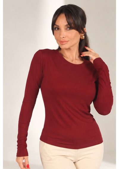 By Saygı Kadın Parmak Geçme Modal Bluz Bordo