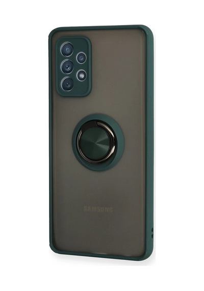 Vaveni Samsung Galaxy A72 Uyumlu Kılıf Montreal Yüzüklü Silikon Kapak - Yeşil Arz