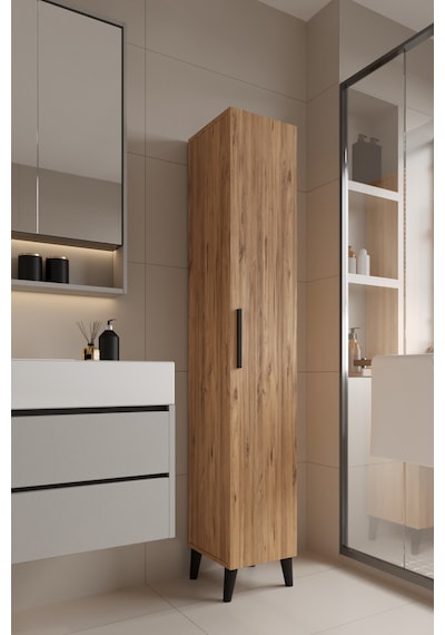 Mundo Tek Kapılı Banyo Dolabı Çok Amaçlı Dolap - Atlantik Çam Atlantik Çam