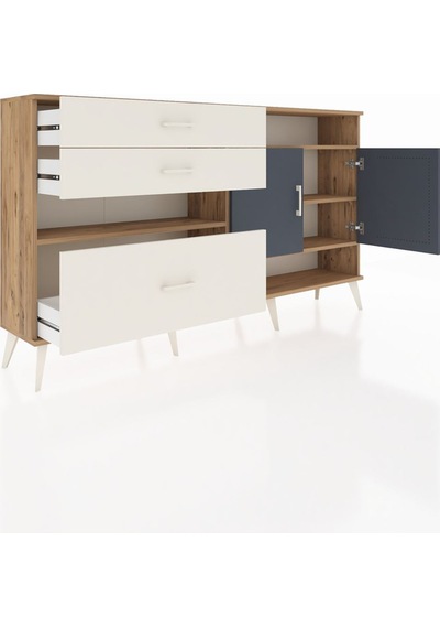 Arges Konsol 4 Raflı 3 Çekmeceli 2 Kapaklı 176x30x99 Çam-antrasit Çam-antrasit/aytaşı Arges Konsol 4 Raflı 3 Çekmeceli 2 Kapaklı 176x30x99 Çam-antrasit Çam-antrasit/aytaşı