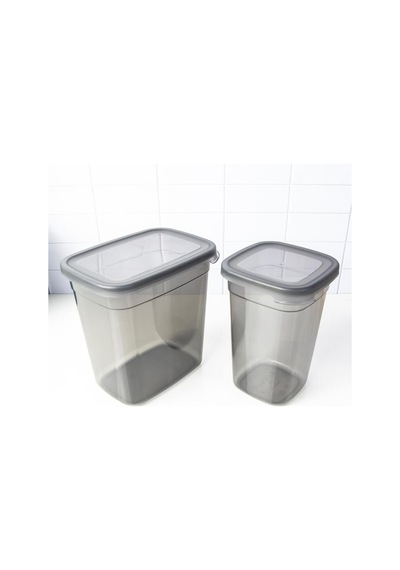 6 Adet 1.85 Lt. + 6 Adet 1.1 Lt. Dikdörtgen Saklama Kabı Gri