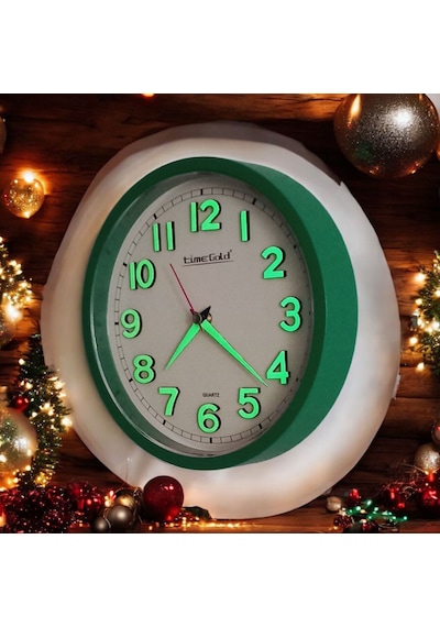 Fosforlu Kabartma Rakam Küçük Çocuk Odası Yeşil Duvar Saati Çap 22 Cm Yeşil