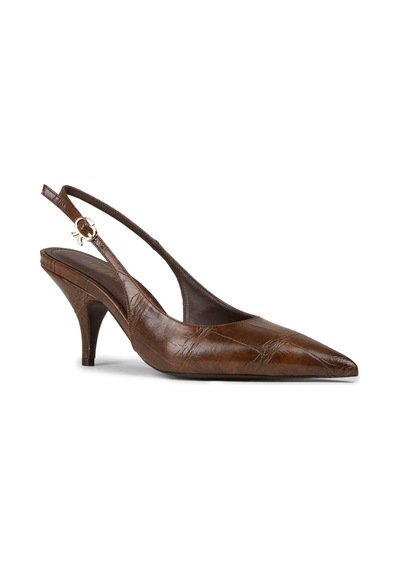 Deery Kadın Kahverengi Krokodil Desenli Slingback Stiletto - V4035zkhvm01 Kahverengi