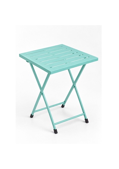 Katlanır Metal Balkon Bahçe Bistro Masa 50x50 Cm Kare Masa 75 Cm Mint Yeşili 1645 Turkuaz