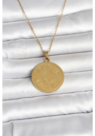 316l Çelik Gold Renk Ayetel Kürsi Yazılı Kolye - Çok Renkli