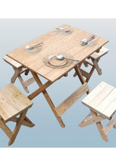 Bengi Ticaret Piknik Seti Katlanabilir Ham 90391çam Ağac Az Yer İşgal Eder Çok İş  El Yapım Ahşap