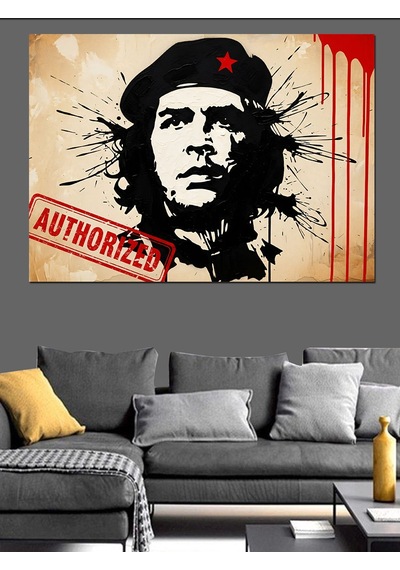 Che Guevara Portre Grafiti Dekoratif Kanvas - Mdf Ahşap Tablo