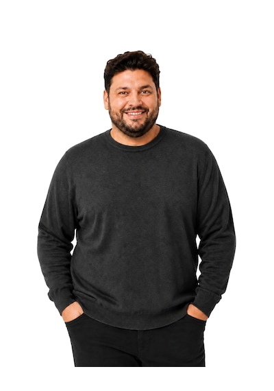 Battalmoda Erkek Büyük Beden Antrasit Bisiklet Yaka Pamuklu Kazak 3xl-4xl-5xl-6xl