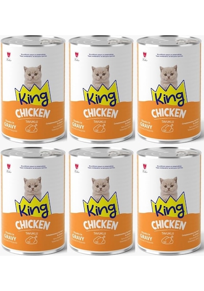 King Et Parçacıklı Tavuklu Yavru Kedi Konserve 400 Gr 6 Adet