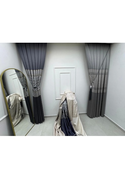 Nivemeshome Avşa Desen:632349 2504 Antrasit 1/3 Sık Pile Fon Perde Apm A Antrasit