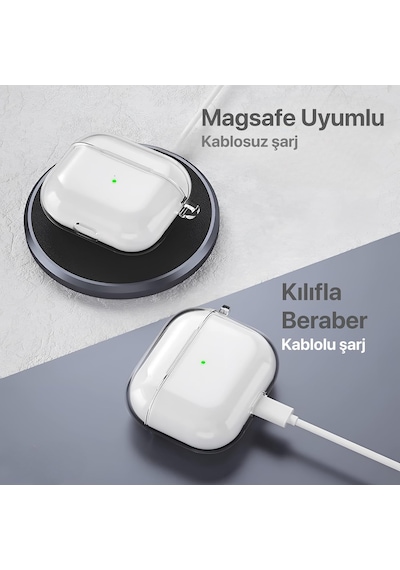 Airpods 4/5 İle Uyumlu Şeffaf Cyrstal Clear Ultra Berrak Silikon Kılıf - Alt Üst Ayrı Airpods 4/5