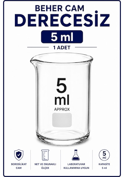 Beher Cam Derecesiz 5 ML 1 Adet