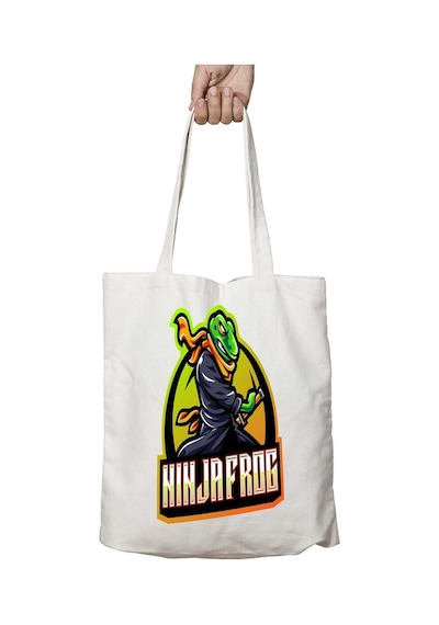 Art Hediye Ninja Frog İki Tarafı Kalıcı Baskılı Yıkanabilir Çanta Çok Renkli