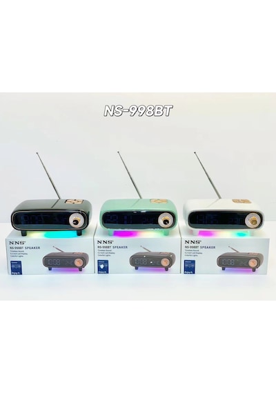Nns Ns-998bt Bluetooth Çok Fonksiyonlu Hoparlör, Led Ekranlı Çalar Saat, Sıcaklık Göstergeli Fm Radyo Ve Rgb