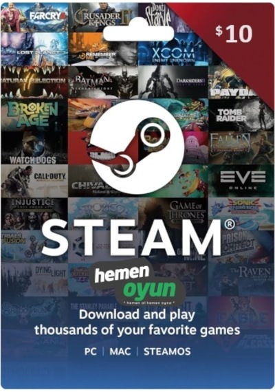 Hemenoyun Steam Gift Card 10 Usd Dolar Cüzdan Kodu