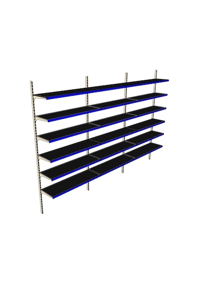6 Katlı 3'lü Duvara Monte - Standart Market Rafı Mavi-30x95 Cm Mavi