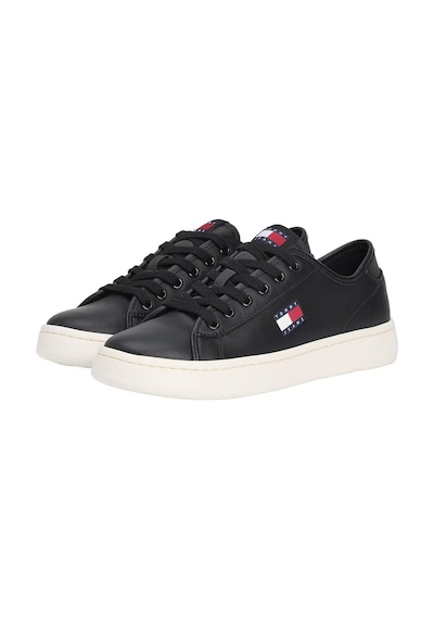 Tommy Hilfiger Kadın Hafif Tabanlı Kort Sneaker - Siyah Triple Black