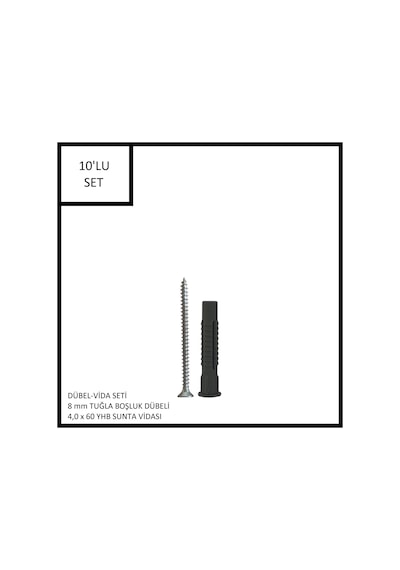 Dübel-vida Seti, Tuğla Boşluk Dübeli 8 Mm, 4,0x60 Yhb Sunta Vidası, 10 Adet