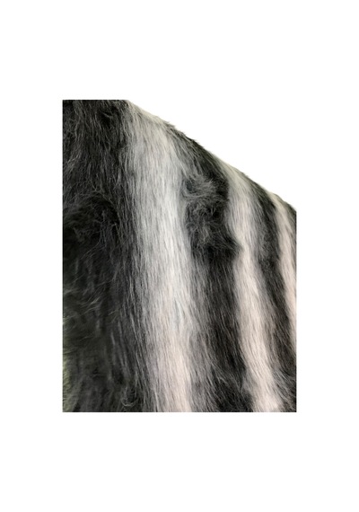 Zp Uzun Tüylü, Ithal Siyah Gri Kurt Desen Peluş Kumaş 100x150cm Siyah Gri Siyah Gri