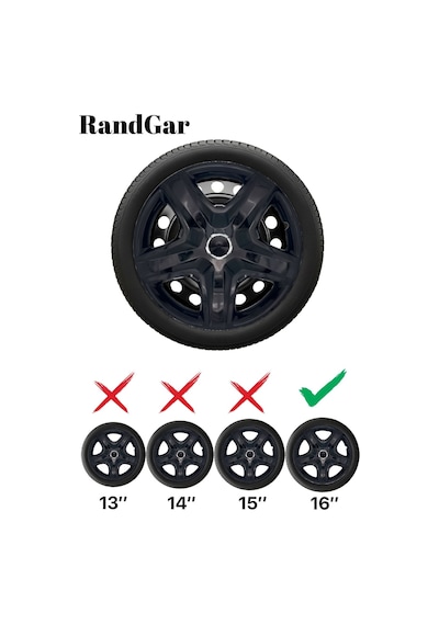 Kia Sephia 16 İnç Jant Kapağı 4 Adet Siyah S105 Rand