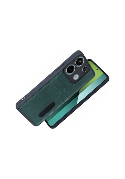 Redmi 15c 4g Sara Kartvizitli Deri Kılıf - Yeşil Bz8683140906306