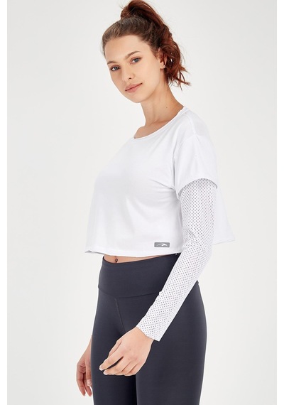 Maraton Active Regular Kadın Bisiklet Yaka Uzun Kol Fitness Beyaz Sweatshirt 18557-beyaz Beyaz