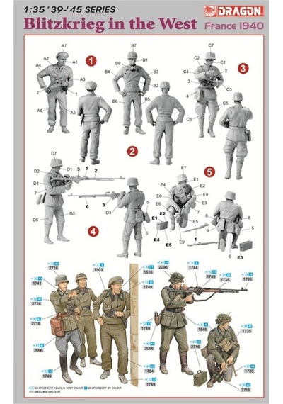 Dragon 6347 1/35 Ölçek, Batı'da Yıldırım Savaşı Figürleri Fransa 1940 , Plastik Model Kiti-59420