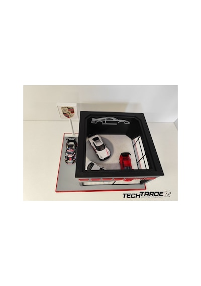 Porsche Diecast Showroom Garaj Diorama 1:64 Ölçek