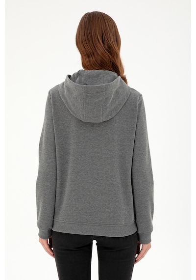 U.S. Polo Assn. Kadın Antrasit Melanj Basic Kapüşonlu Sweatshirt 50289536-VR081