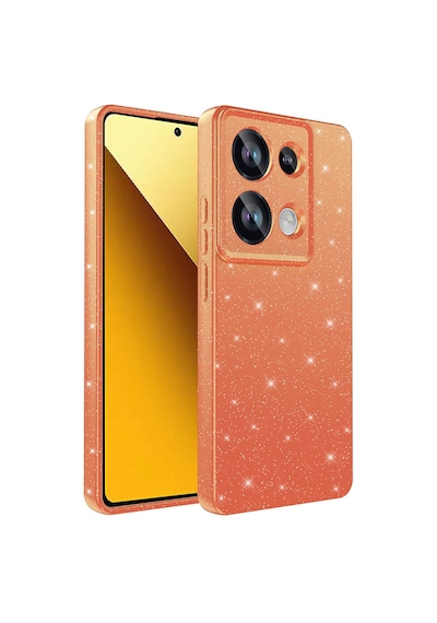 Xiaomi Redmi Note 13 Pro 4g Kılıf Kamera Korumalı Simli Lüks Zore Koton Kapak Turuncu