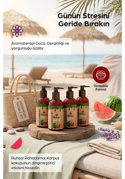 4 Lü Karpuz Aromalı Masaj Yağı 120 Ml X 4 Doğal Ve Aromaterapi Etkili Vücut Bakım Yağı - 306312762