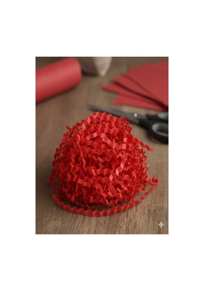 Kırmızı Zigzag Kırpık Dolgu Kâğıdı 25 Gr Hediye Kutu İçi Süsleme Ve Paket Dolgu Malzemesi